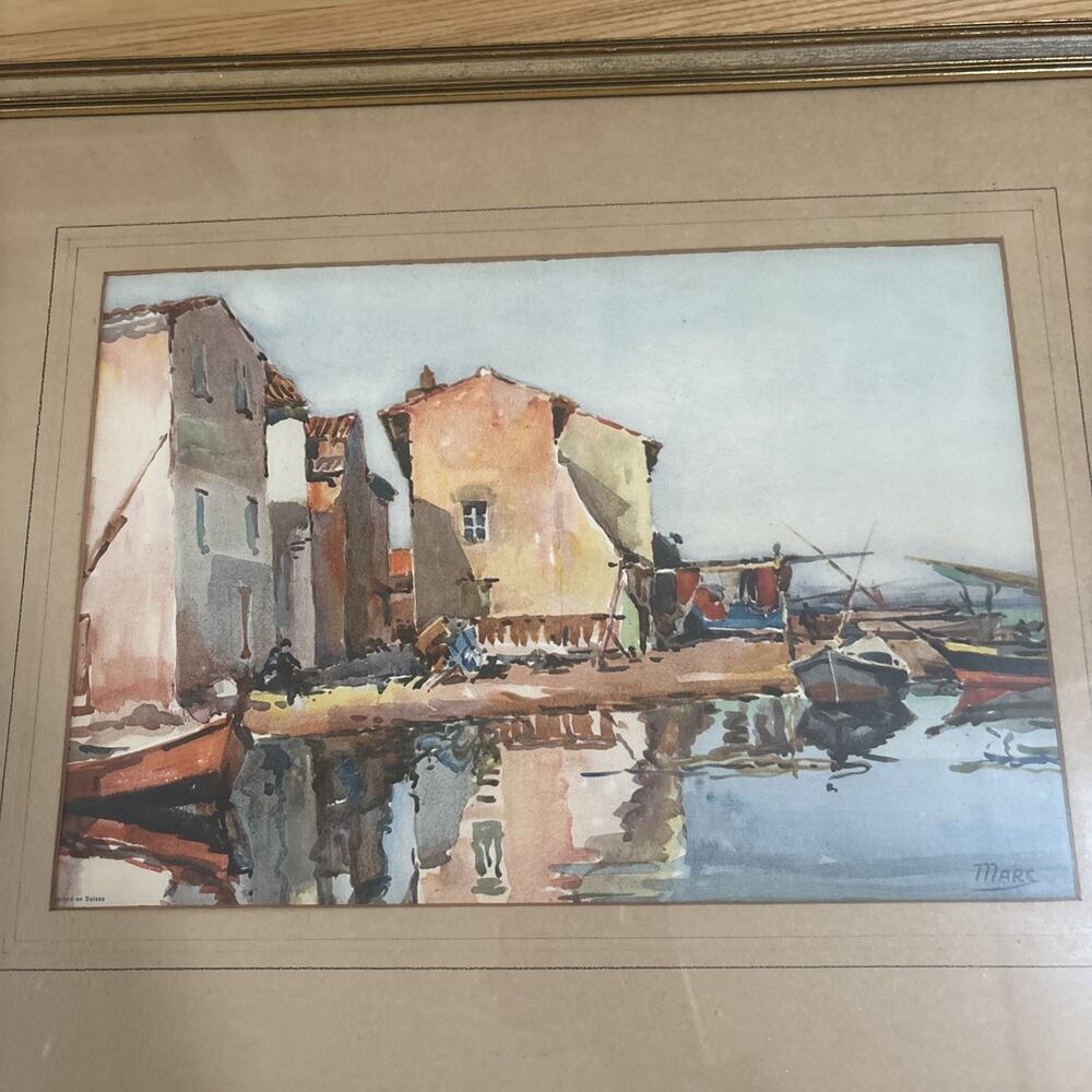 Antique Nicolas Markovitch Maritime Watercolor Print - Marc/Mars - Gold Frame